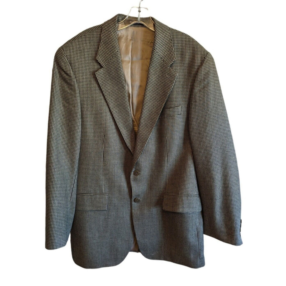 CHAPS Ralph Lauren Blazer Mens 42L Dark Brown Herringbone Silk Wool Sport Coat